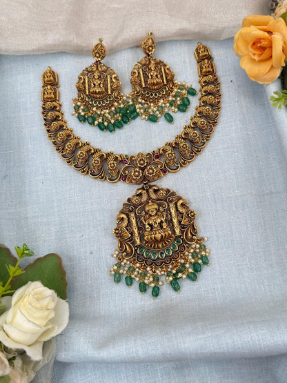 Luxurious Antique Peacock Short Necklace Set 0116 - Mahilas