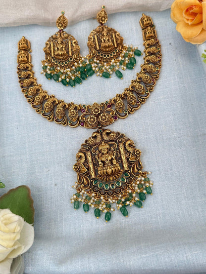 Luxurious Antique Peacock Short Necklace Set 0116 - Mahilas