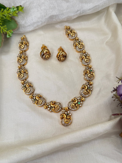 Luxurious Antique Peacock Short Necklace Set 0406 - Mahilas