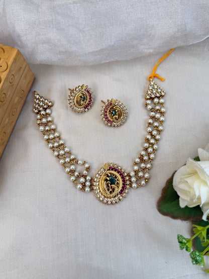 Luxurious Antique Pearl Choker Necklace Set 934 - Mahilas