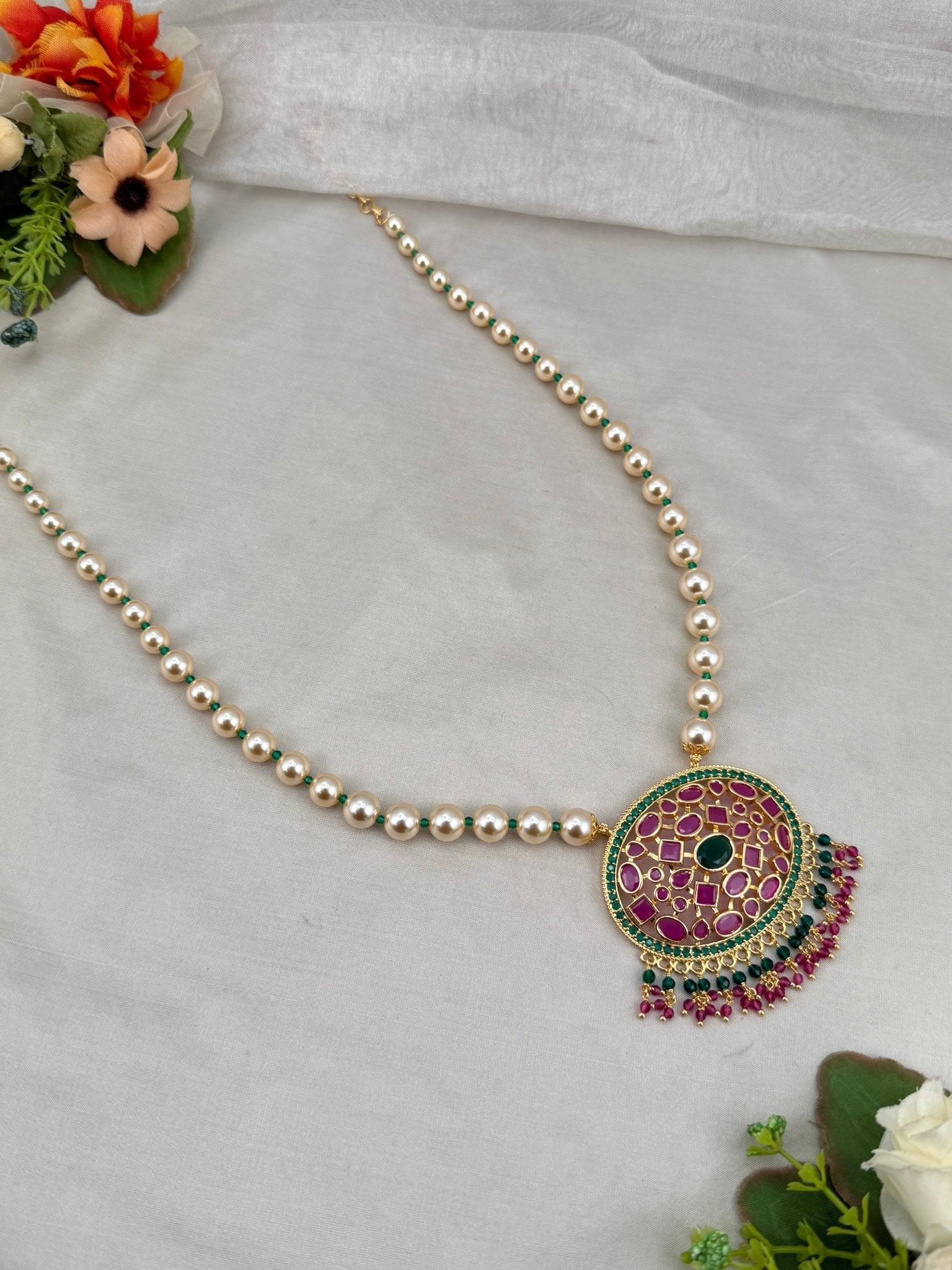 Luxurious Antique Pendant Chain Necklace Set 601 - Mahilas