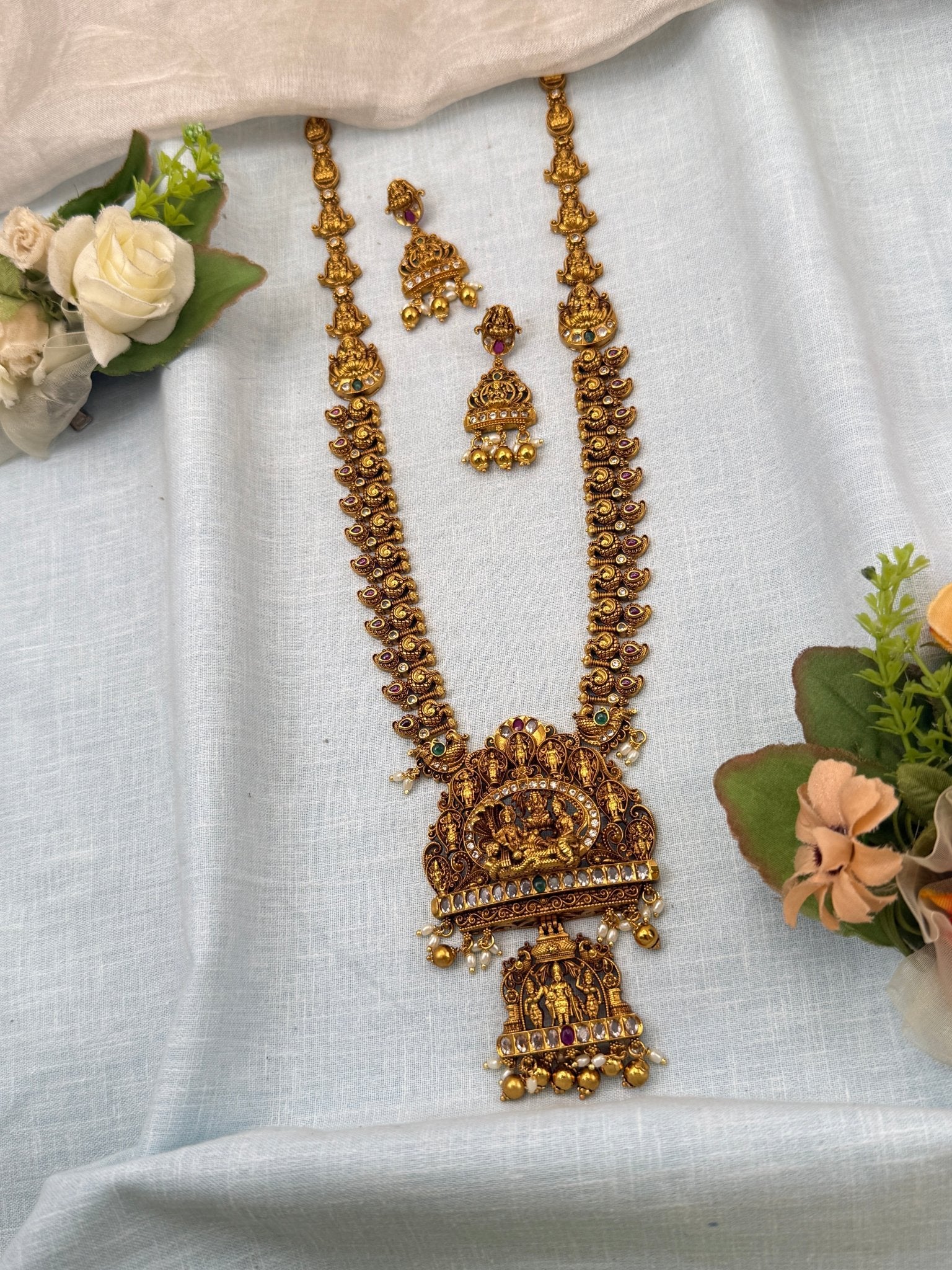 Luxurious Antique Pendant Long Necklace Set 0716 - Mahilas