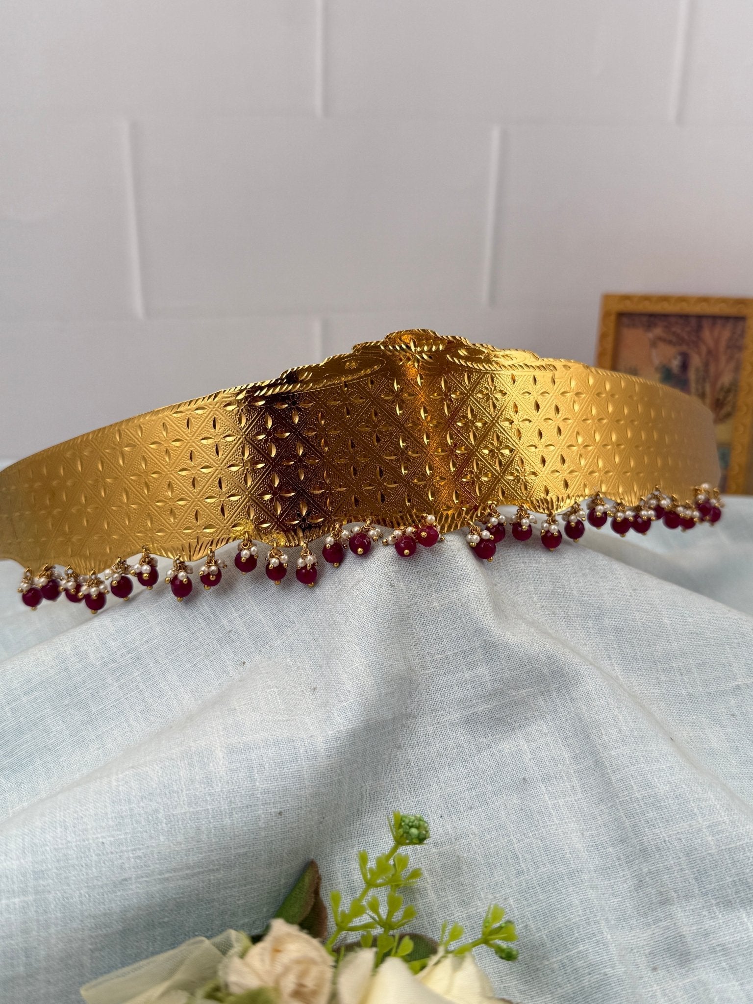 Luxurious Antique Plain Work Vaddanam Kamarbandh 7261 - Mahilas