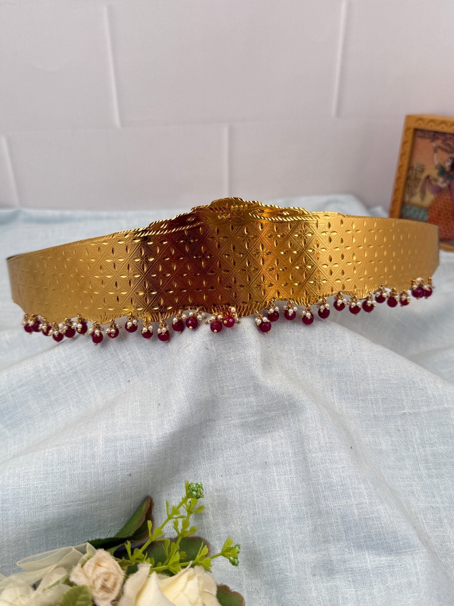 Luxurious Antique Plain Work Vaddanam Kamarbandh 7261 - Mahilas