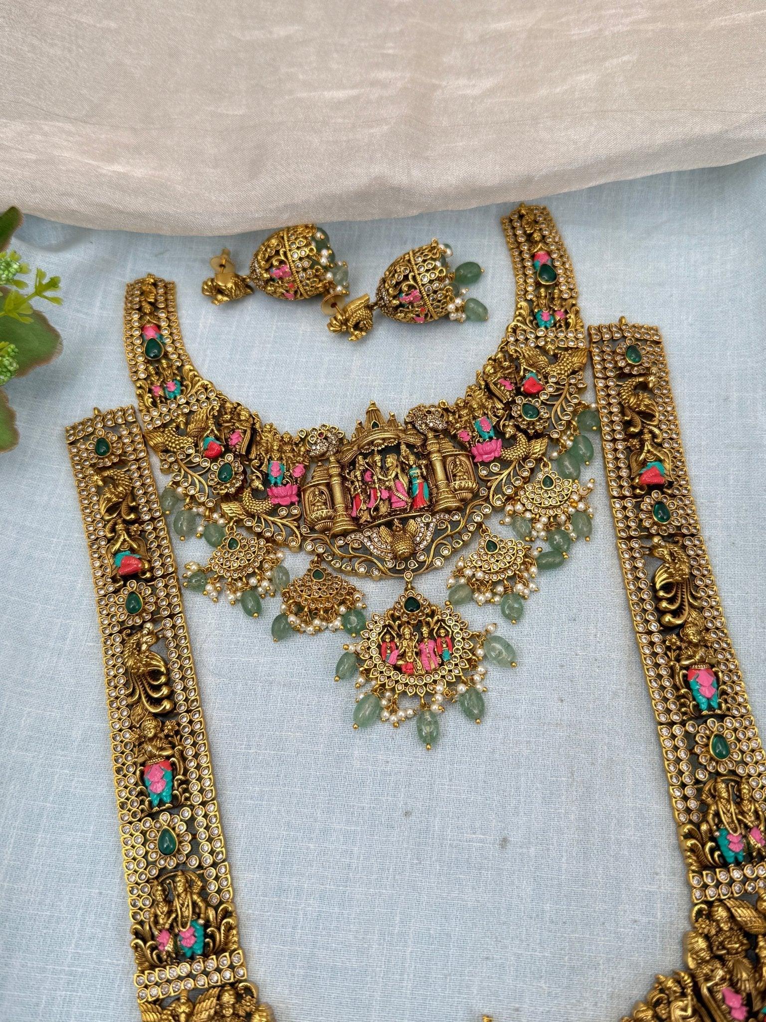 Luxurious Antique Ram Parivar Beautiful Full Necklace Set 982 - Mahilas