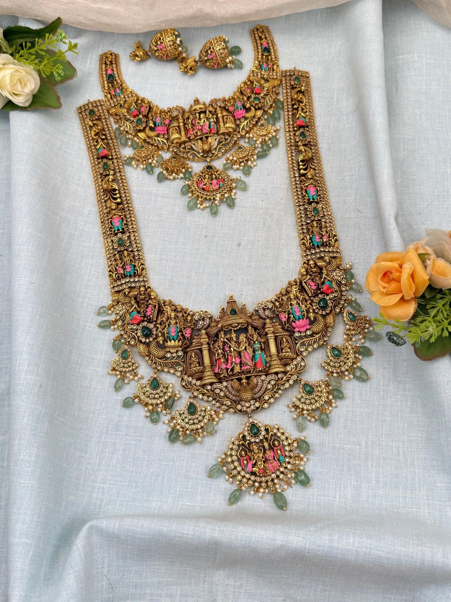 Luxurious Antique Ram Parivar Beautiful Full Necklace Set 982 - Mahilas