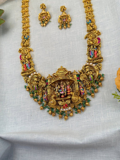 Luxurious Antique Ram Parivar Long Necklace Set 0738 - Mahilas