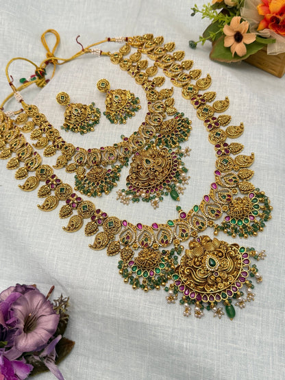 Luxurious Antique Semi Bridal Necklace Set 637 - Mahilas