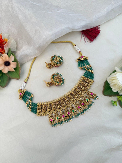 Luxurious Antique Short Layer Necklace Set 895 - Mahilas