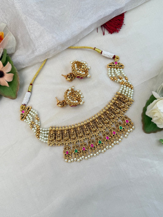 Luxurious Antique Short Layer Necklace Set 896 - Mahilas