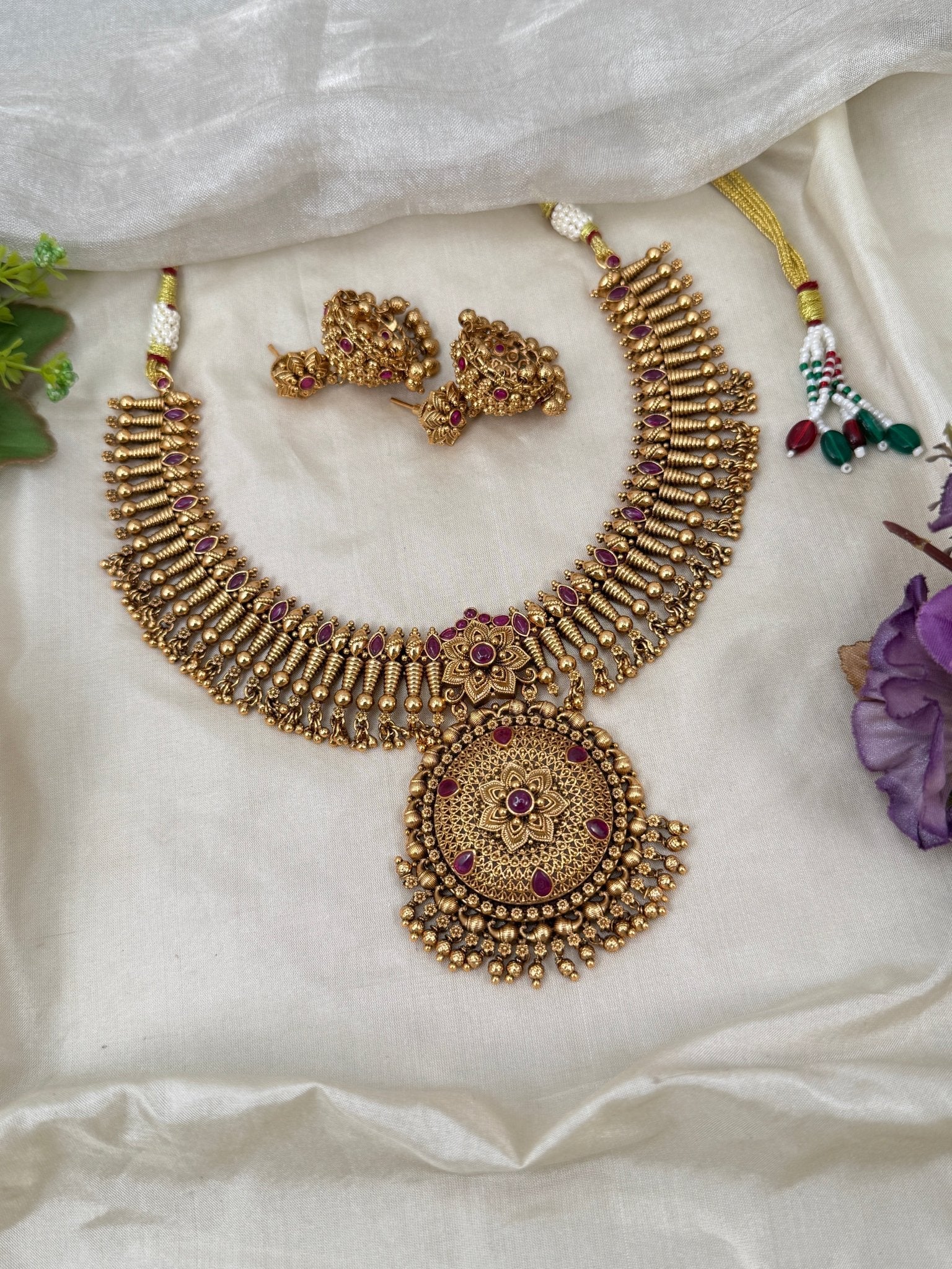 Luxurious Antique Short Necklace Set 0360 - Mahilas