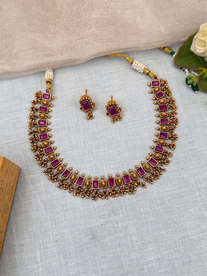 Luxurious Antique Short Necklace Set 0553 - Mahilas