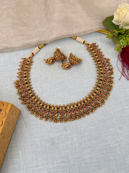 Luxurious Antique Short Necklace Set 0555 - Mahilas