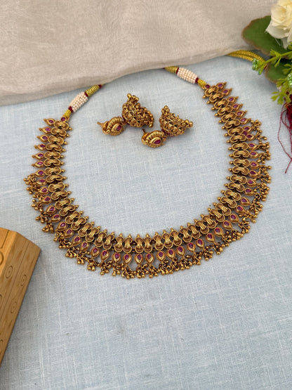 Luxurious Antique Short Necklace Set 0555 - Mahilas