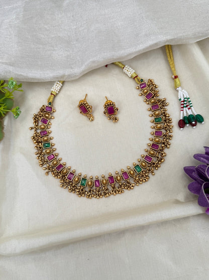 Luxurious Antique Short Necklace Set 0567 - Mahilas