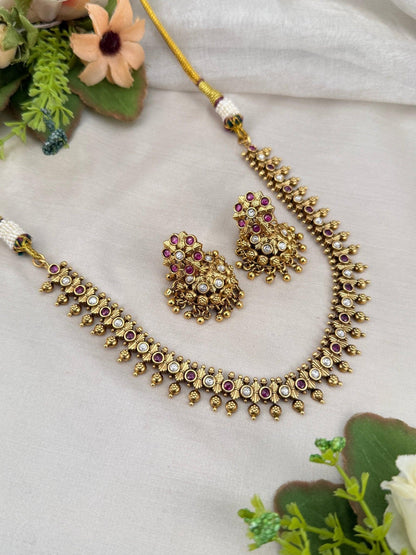 Luxurious Antique Short Necklace Set 613 - Mahilas