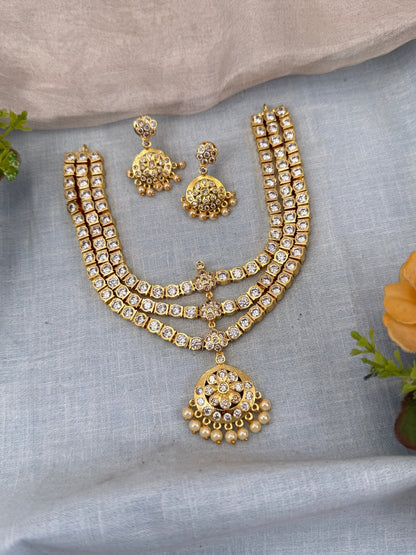 Luxurious Antique Stone Layered Short Necklace Set 0589 - Mahilas