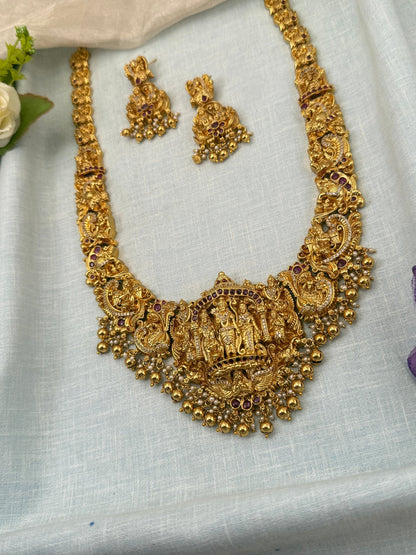 Luxurious Antique Stone Ram Parivar Necklace Set 0681 - Mahilas