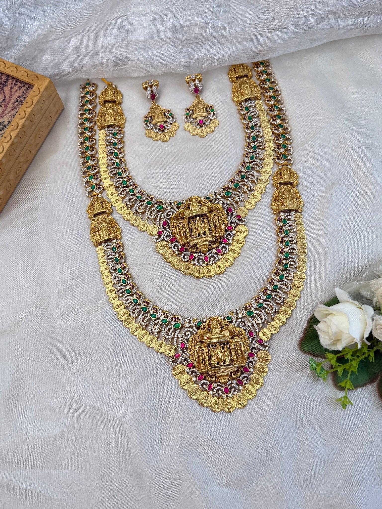 Luxurious Antique Stone Ram Parivar Necklace Set 941 - Mahilas