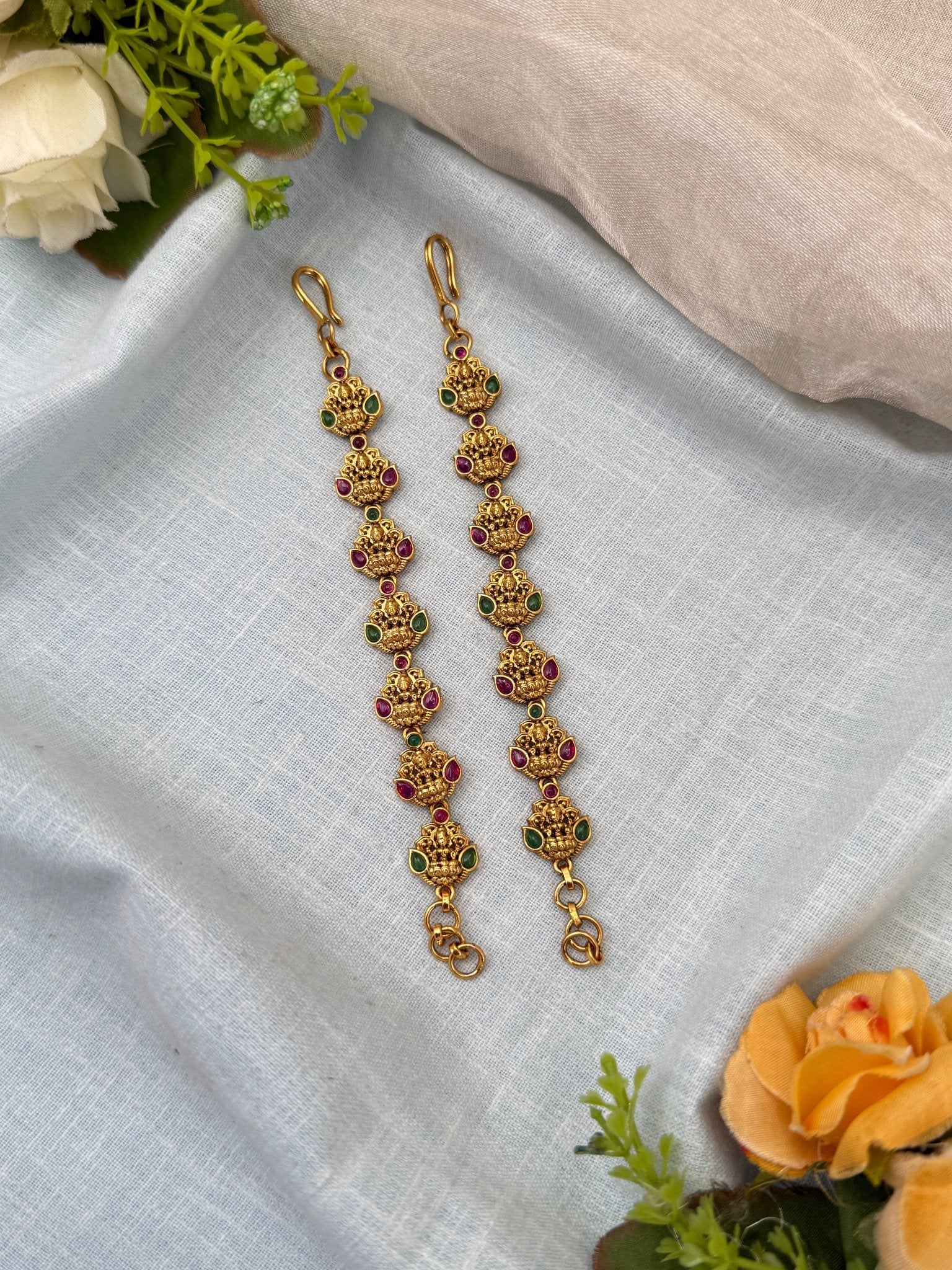 Luxurious Antique Straight Maatal Earchain 374 - Mahilas