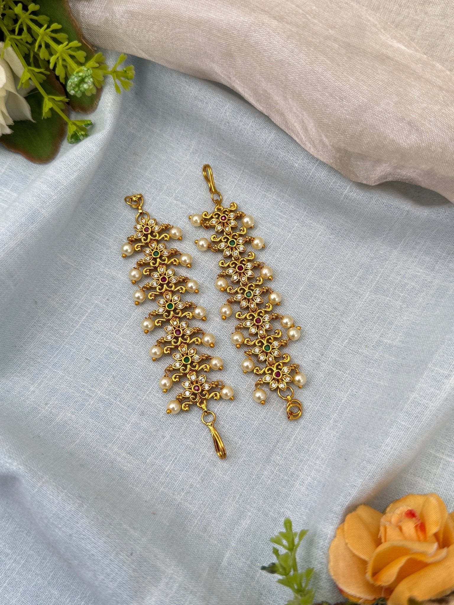 Luxurious Antique Straight Maatal Earchain 376 - Mahilas