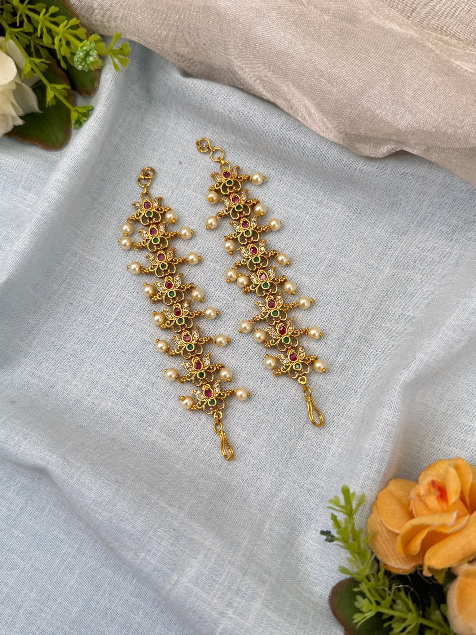 Luxurious Antique Straight Maatal Earchain 377 - Mahilas