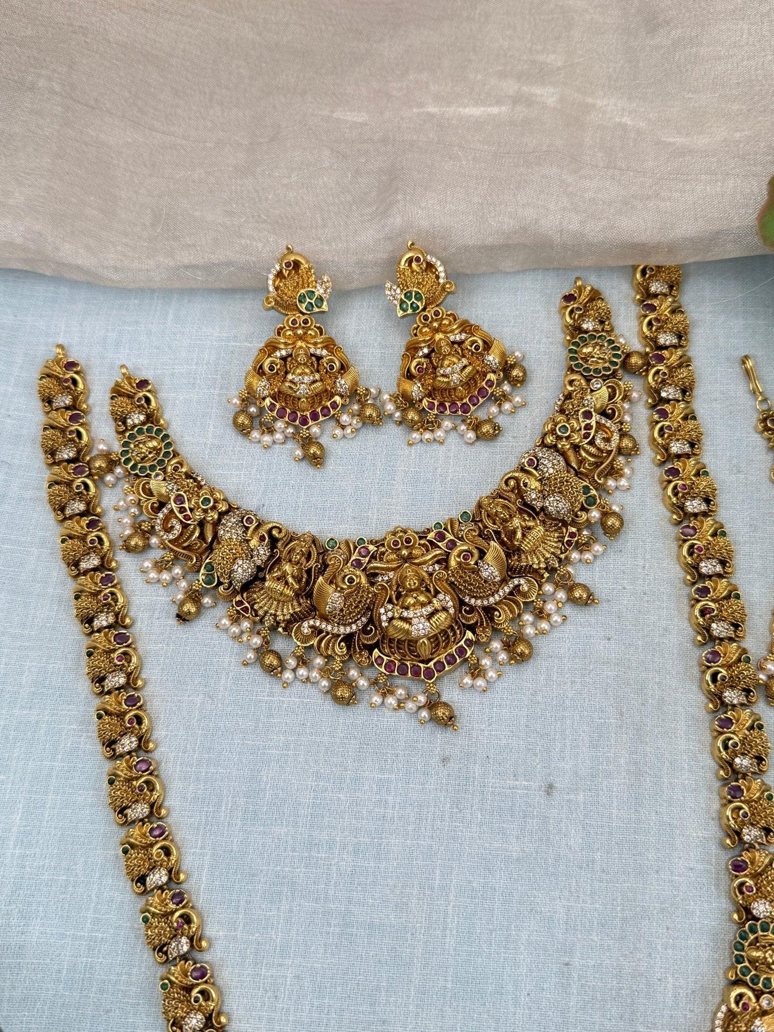 Luxurious Antique Temple Full Necklace Set 986 - Mahilas