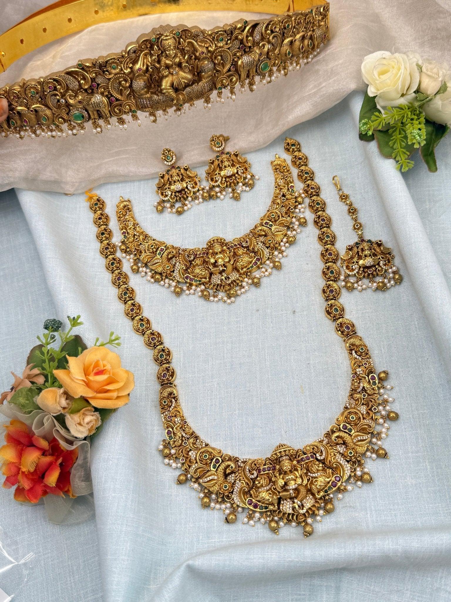 Luxurious Antique Temple Full Necklace Set 989 - Mahilas