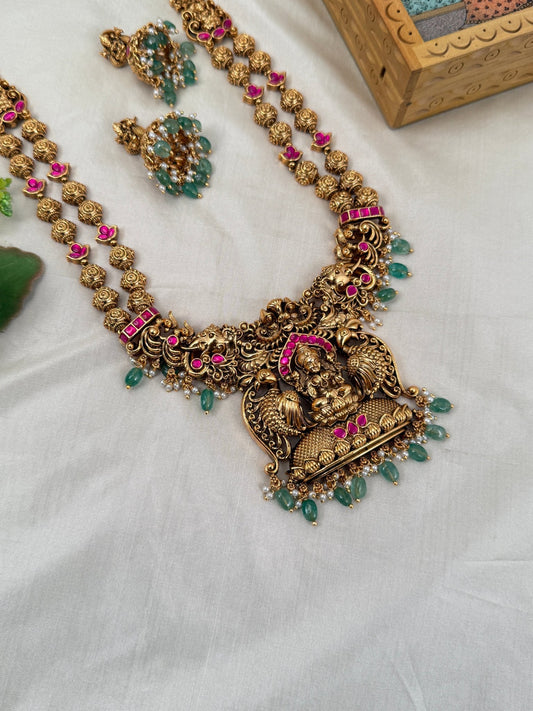Luxurious Antique Temple Lakshmi Long Necklace Set 709 - Mahilas