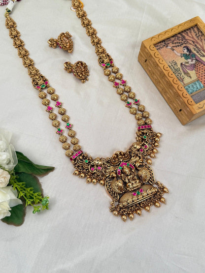 Luxurious Antique Temple Lakshmi Long Necklace Set 710 - Mahilas