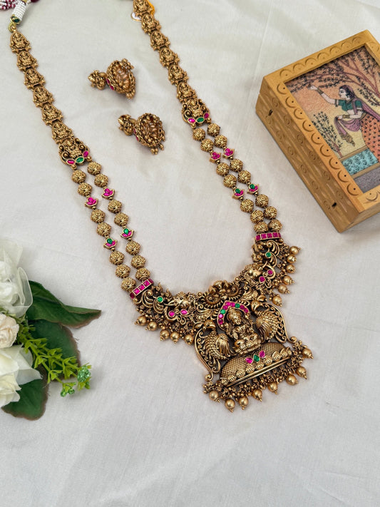 Luxurious Antique Temple Lakshmi Long Necklace Set 710 - Mahilas