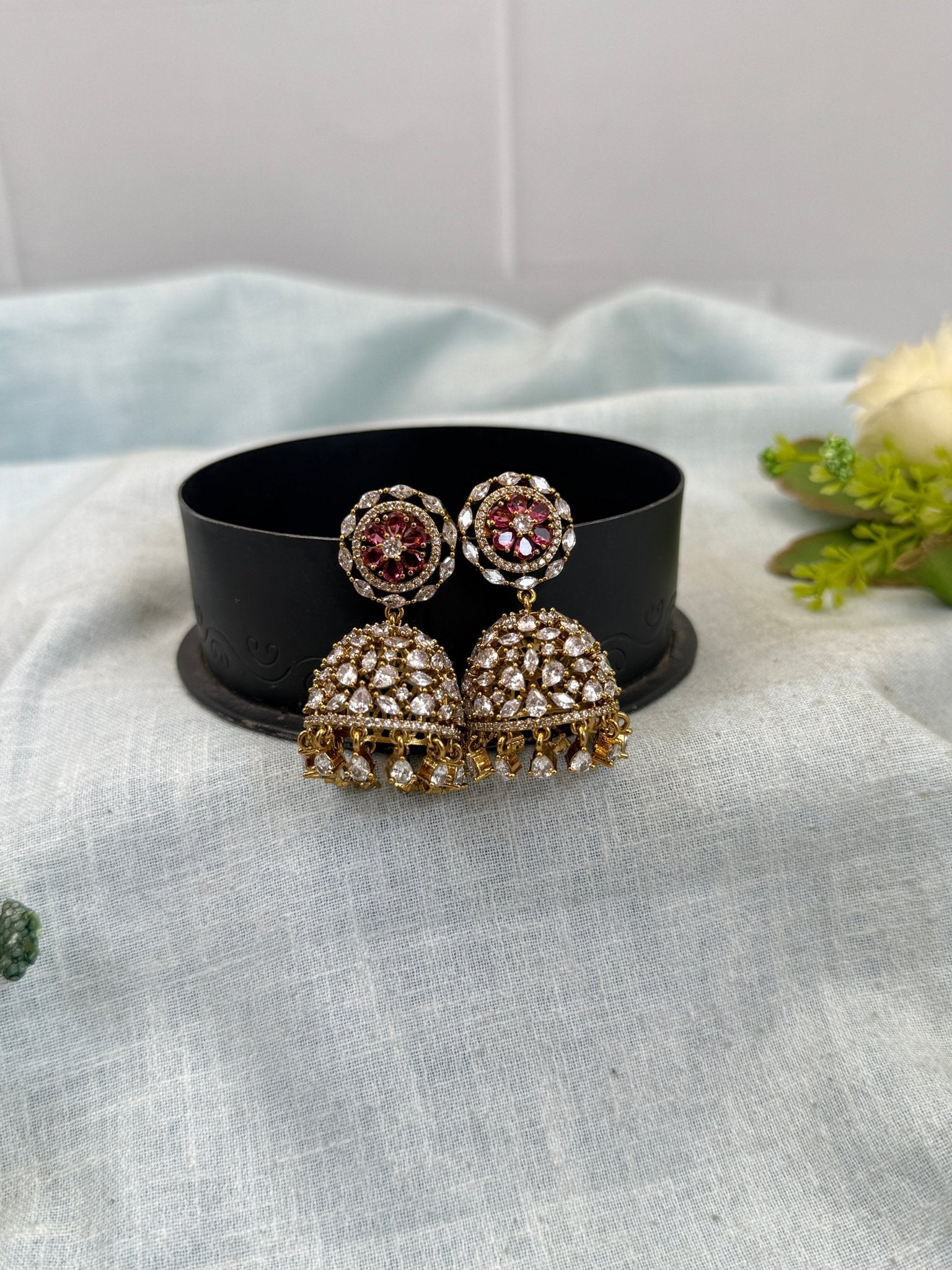 Luxurious Antique Victorian Jhumka Earrings 0784 - Mahilas