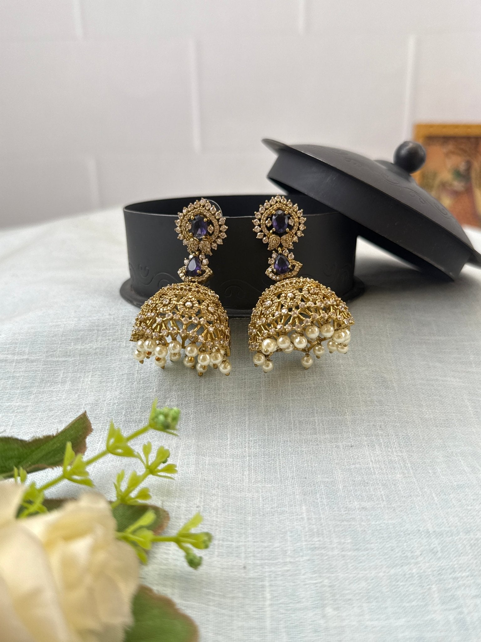 Luxurious Antique Victorian Jhumka Earrings 1098 - Mahilas