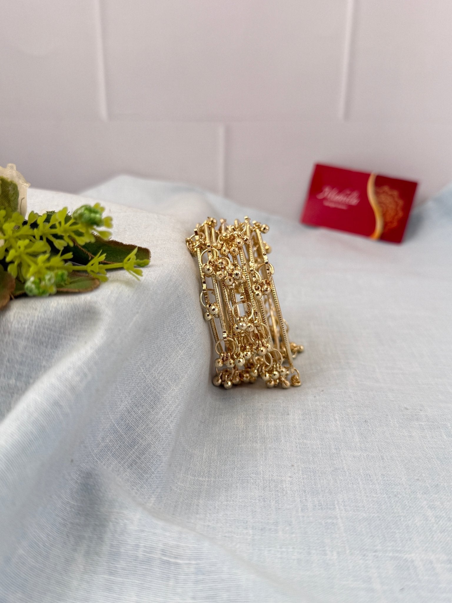 Luxurious Bell Bangles in Gold Base 7093 - Mahilas