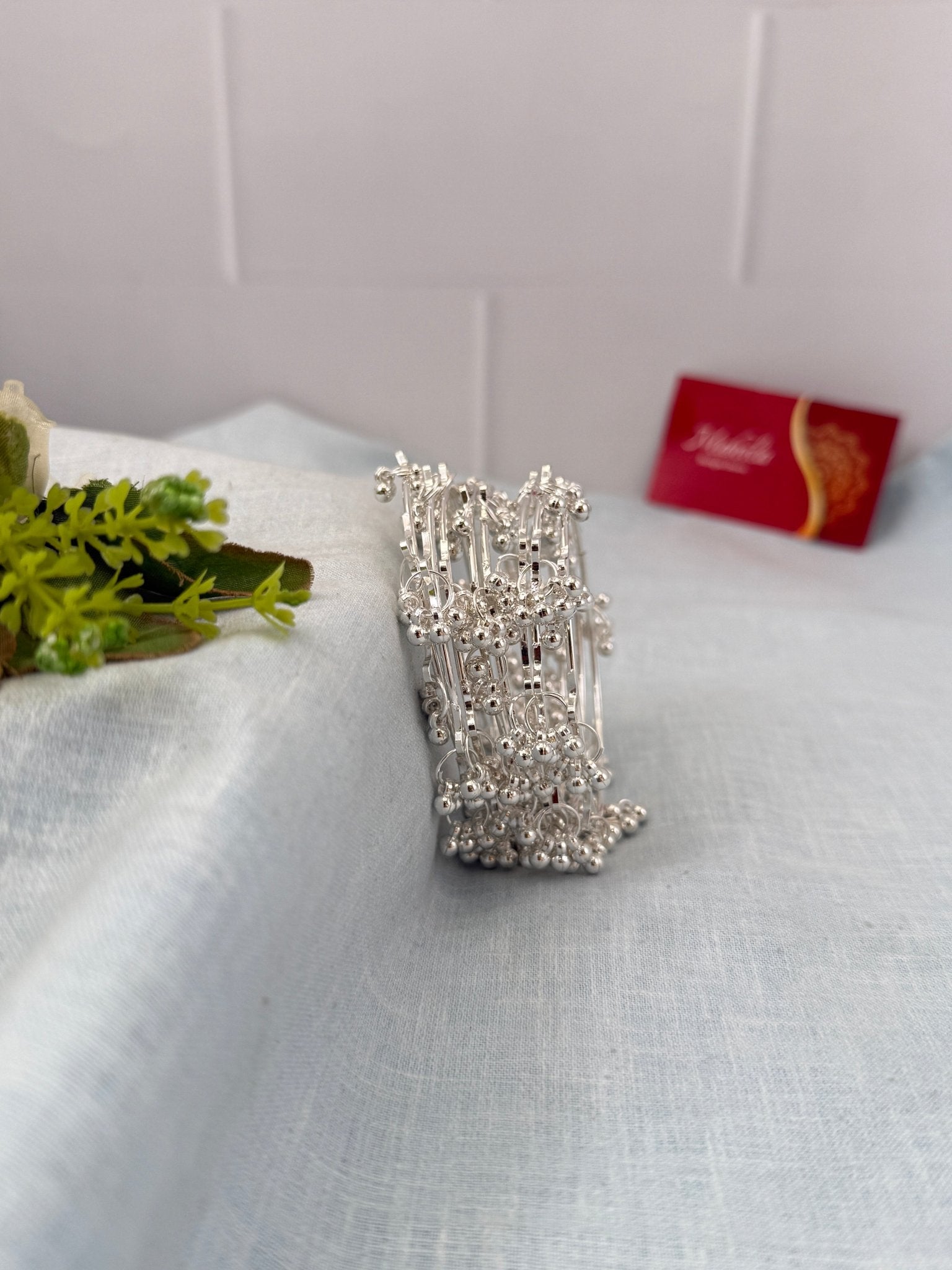 Luxurious Bell Bangles in Silver Base 7092 - Mahilas