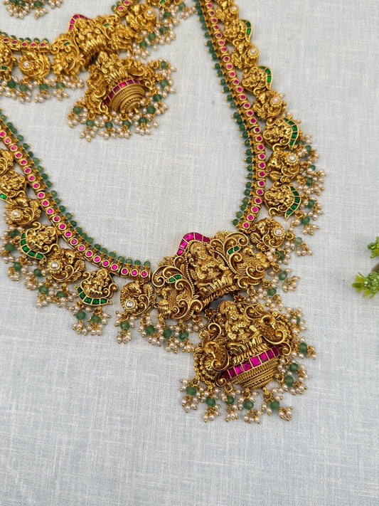 Luxurious Bridal Antique Jadau Necklace Set 738 - Mahilas