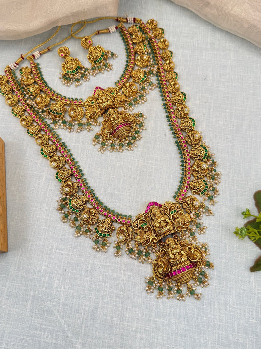 Luxurious Bridal Antique Jadau Necklace Set 738 - Mahilas