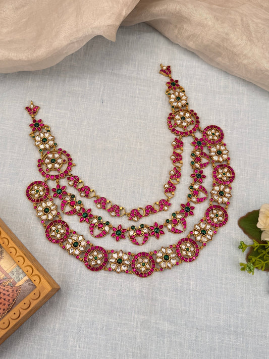Luxurious Bridal Jadau Layer Necklace Set 558 - Mahilas