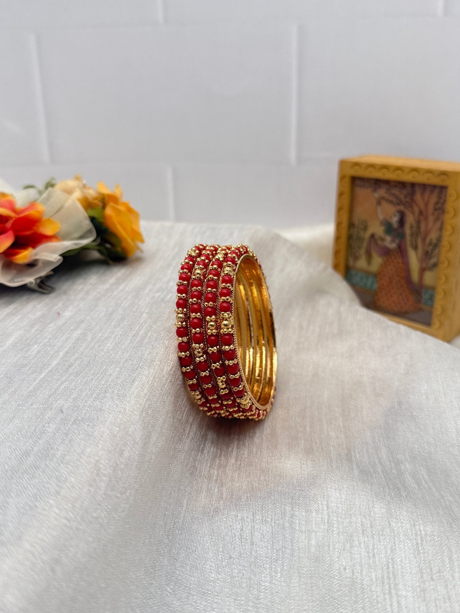 Luxurious Coral Beads Bangles 0026 - Mahilas