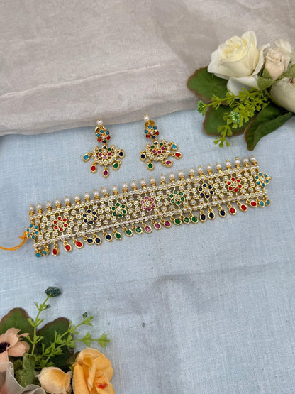 Luxurious Gold Like Antique Choker Necklace Set 0246 - Mahilas