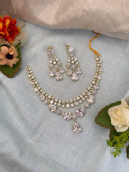 Luxurious Gold Stone Short Necklace Set 486 - Mahilas