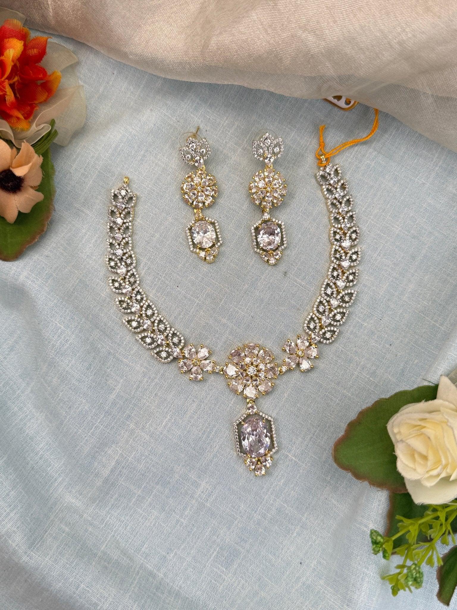 Luxurious Gold Stone Short Necklace Set 488 - Mahilas