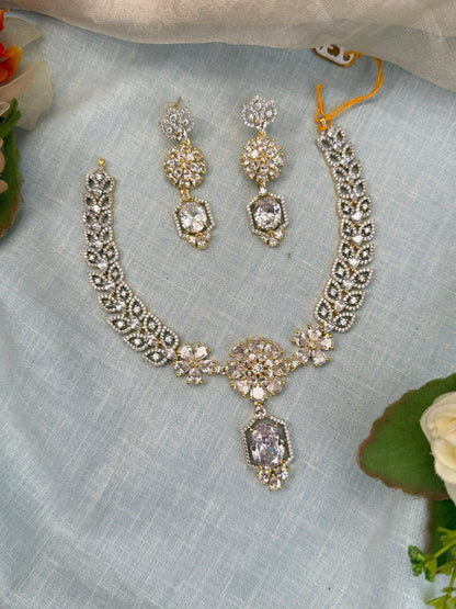 Luxurious Gold Stone Short Necklace Set 488 - Mahilas