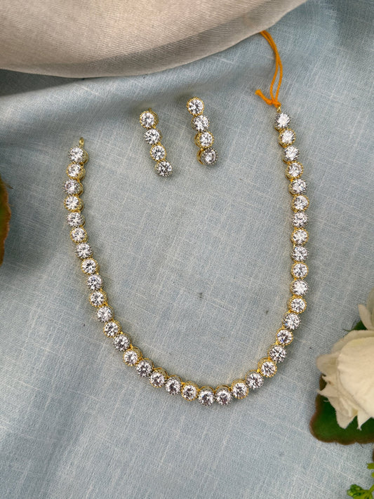 Luxurious Gold Stone Short Necklace Set 494 - Mahilas