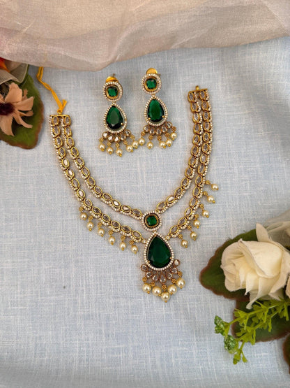Luxurious Gold Stone Short Necklace Set 544 - Mahilas