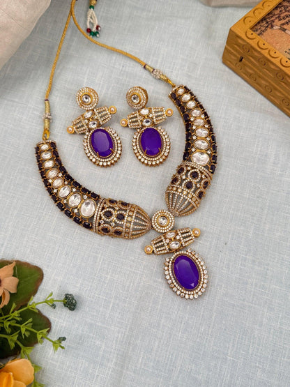 Luxurious Hasli Style White Stone Necklace Set 459 - 6 Colors - Mahilas