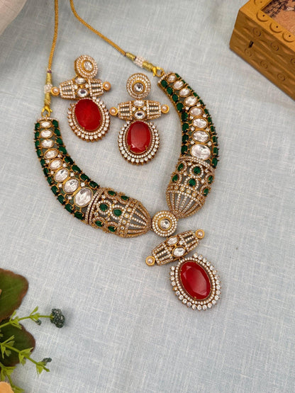 Luxurious Hasli Style White Stone Necklace Set 459 - 6 Colors - Mahilas