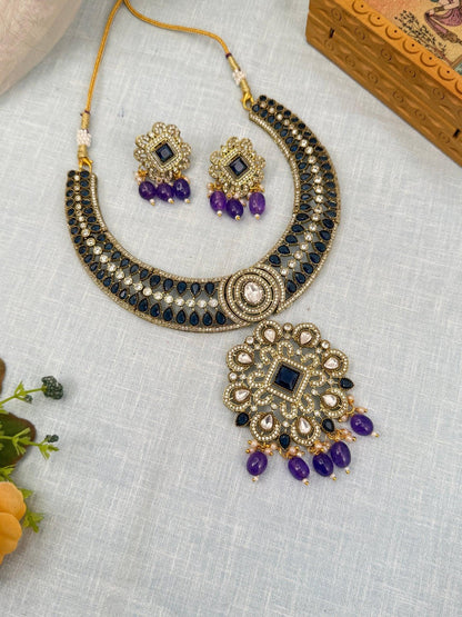 Luxurious Hasli Style White Stone Necklace Set 460 - 8 Colors - Mahilas