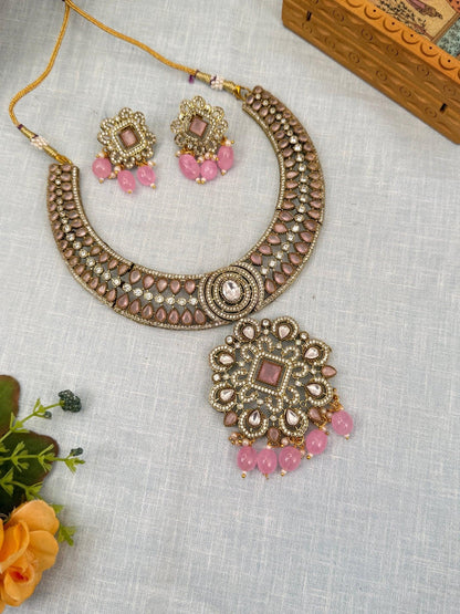 Luxurious Hasli Style White Stone Necklace Set 460 - 8 Colors - Mahilas