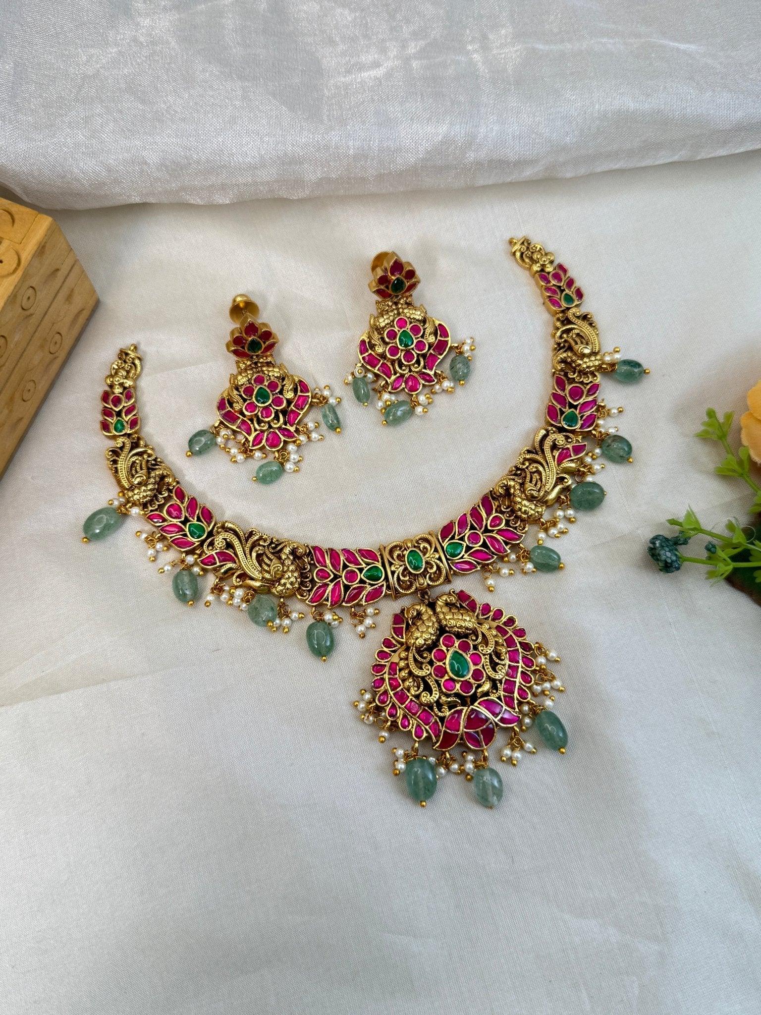 Luxurious Jadau Antique Hasli Necklace Set 849 - Mahilas